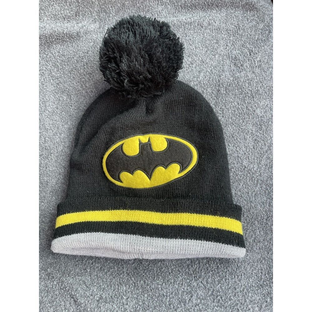 Batman Beanie Hat Kids 2T - 5T Black 80s Logo